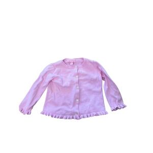 Lilly Pulitzer Girls Pink‎ Ruffle Hem Button Up Cardigan Sweater Size 12-18M
